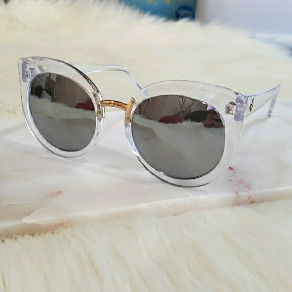 Retro 🎅 Round Cat Eye Sunglasses Mirrored Lens - Picture 4 of 6